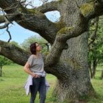 vrouw kijkt omhoog naar boom; leren luisteren naar je gevoel